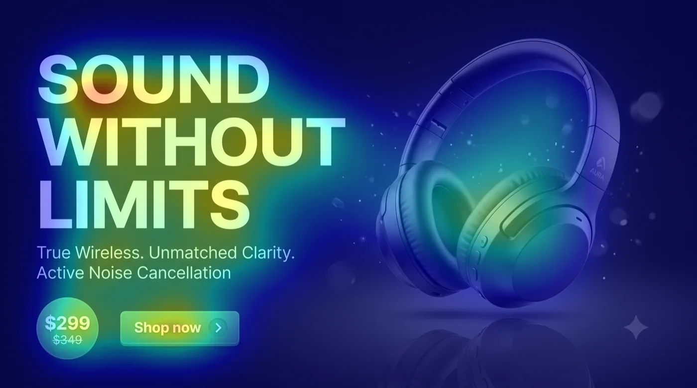 AI attention heatmap on ad creative